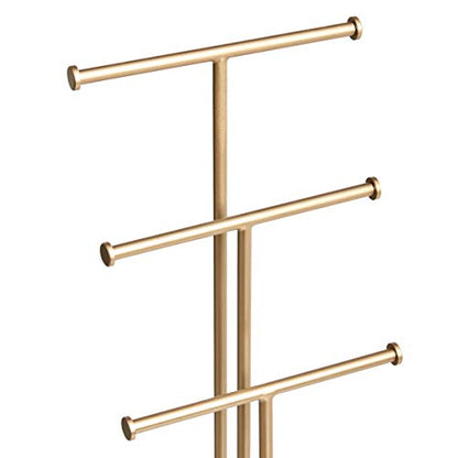 Amazon Basics Four-Tier Jewelry Organizer Tree Stand, Necklace Earring Bracelet Holder with Ring Storage, White/Brass - color: White/Brass, style: Hanging