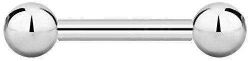 Forbidden Body Jewelry nipple barbell, nipple bars, silver nipplerings piercing Surgical Steel 8g - 18g Straight Barbell Body Jewelry (Sold Individually) - style: 14G 10mm (3/8") 4mm Balls