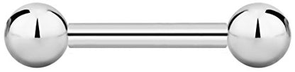 Forbidden Body Jewelry nipple barbell, nipple bars, silver nipplerings piercing Surgical Steel 8g - 18g Straight Barbell Body Jewelry (Sold Individually) - style: 14G 10mm (3/8") 4mm Balls