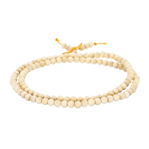 MECCANIXITY Prayer Beads Bracelet, Natural Wooden Bead Mala Bracelets Link Wrist Men Women Beaded Stretch Crafts Bangle - color: Golden Bamboo Color
