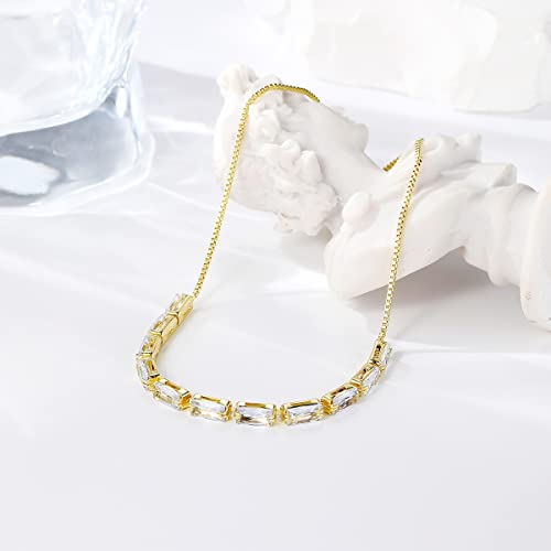 Todenb Gold Tennis Bracelets for Women Cubic Zirconia Tennis Bracelet Adjustable Gold Chain Womens Tennis Bracelet Colorful Crystal Ankle Bracelet Summer Beach Body Jewelry