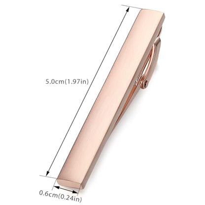 HONEY BEAR 5cm/5.4cm/6cm Mens Tie Clip Bar for Normal Size Steel Business Wedding Gift 1.97"/2.12"/2.36" - style: 5cm Brushed Rose Gold