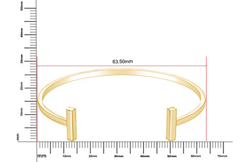 14k Gold Plated 925 Sterling Silver Plain Cuff Adjustable Bracelet For Women Valentine's Day Gift For Her