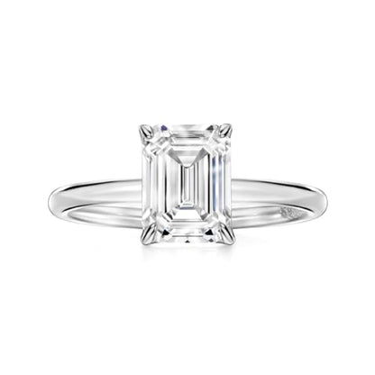 Michooyel 925 Sterling Silver 2ct Cubic Zirconia Engagement Ring for Women, Emerald Cut CZ Solitaire Promise Rings 18K Gold/Rhodium Plated Rings Size 5-9 - color: Silver