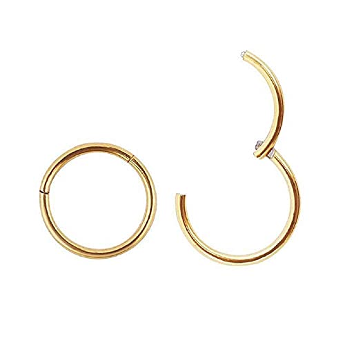 5Pcs Stainless Steel 16G 18G Sleeper Hoop Earrings for Women Men Septum Hinged Clicker Nose Lip Ring Helix Daith Cartilage Tragus Piercings Tiny Small Huggie Hoops Hypoallergenic Sensitive Ears Jewelry - style: 8mm in gold-tone 18G