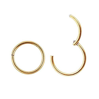 5Pcs Stainless Steel 16G 18G Sleeper Hoop Earrings for Women Men Septum Hinged Clicker Nose Lip Ring Helix Daith Cartilage Tragus Piercings Tiny Small Huggie Hoops Hypoallergenic Sensitive Ears Jewelry - style: 8mm in gold-tone 18G