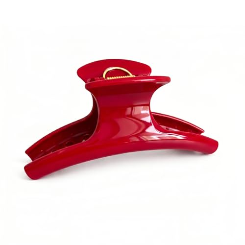 6” Extra Large Hair Clip for Thick Long Hair, Red Butterfly Claw Clip | Acrylic Big Hair Clamps for Women Girls, Non Slip & Strong Hold Jaw Clip with Curved Design, Oversized Hair Clip - color: Red