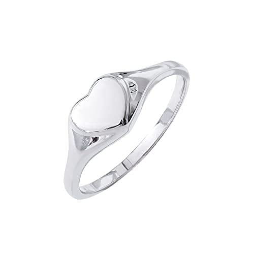 Amazon Essentials 14K Plated Sterling Silver Round Signet Ring - color: Silver, size: 8, style: Heart