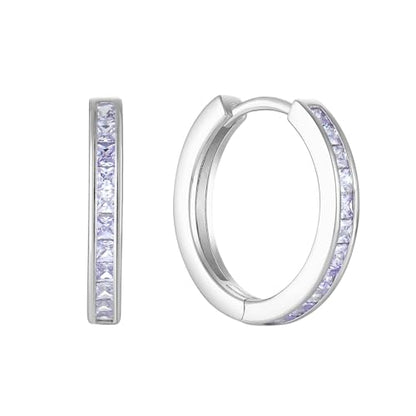 Starchenie Huggie Hoop Earrings for Women 925 Sterling Silver Princess Cut Birthstones Jewelry Gift - color: 06-Alexandrite-Jun