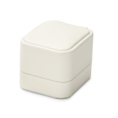Oirlv Luxury Leather Jewelry Ring Box Engagement Ring Box Wedding Day Keepsake Box(Creamy-white) - color: Creamy-white, size: Ring Box