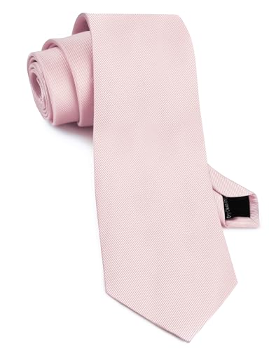 GUSLESON Classic New 3.15"（8cm） Men's Solid Color Necktie Wedding Business Tie + Gift Box - color: Blush Pink