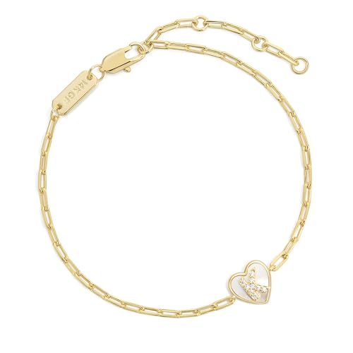 Gold Initial Bracelet For Women, 14k Gold Letter Bracelets | Adjustable Stacking Bracelets Jewelry Gift For Women, Valentines Mother Christmas Jewelry for Women Her 6.5-8 Inch - color: K