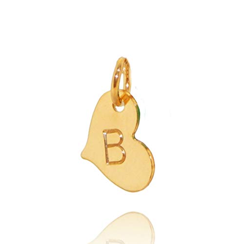 EFYTAL Extra Initial, Tiny 8x10mm Sterling Silver or Gold Filled Heart Shaped Charm, Add Custom Initial to Any Necklace, Dainty Add-On Charms, No Chain Included
