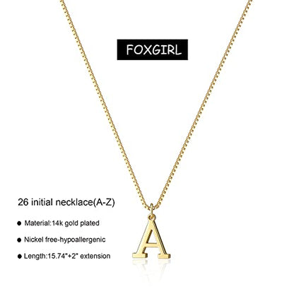Foxgirl Gold Initial Necklaces for Women, Dainty Gold Letter Necklace Tiny A-Z Pendant Choker Necklace Trendy Cute Personalized Monogram Name Necklace Gold Jewelry Necklace for Women Gift | Tiny Letter Pendant on a Dainty Choker Chain, Personalized Everyd