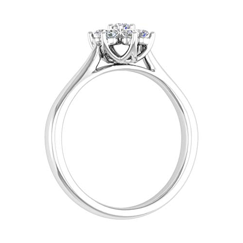 1/4 Carat Flower Shaped Cluster Prong Set Diamond Ring Band 10K Solid Gold - color: White Gold