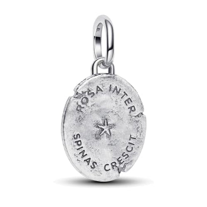 925 Sterling Silver Dangle Charm Fit Women Bracelet And Necklaces Jewelry | Medallion Pendants Beads Jewelry Charms for Women Fashion Gift Family Friends Mother's Day - color: Rose Medallion Charm M1787