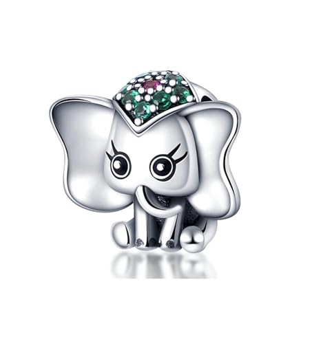 Flower Crab Orca Birthday Athlete Family Tree Safety Chain Cat Dog Bead Pendant 925 Sterling Silver Dangle Compatible With Pandora Moments Charm Bracelet - style: Indian African Elephant Cute Animal Pet Zoo