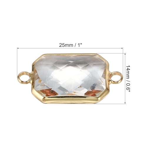 PATIKIL Birthstone Connector Link, Diamond Clear Charm Links, Glass Jewelry Findings Crystal Bead Link for Drop Dangle Pendants Necklace Bracelet Earring - color: White