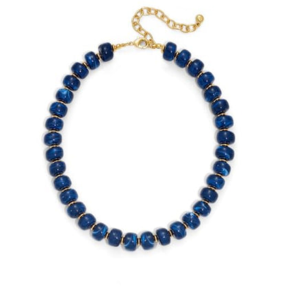 Beaded necklace for Women Boho Bead Gemstone Chunky Necklace Big Bead Necklace Fashion Trendy Summer Necklaces Jewelry Gifts - color: Blue Beaded