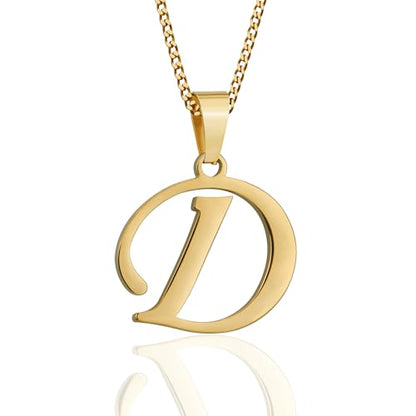 Suweibuke Initial Necklace for Men Women Boys Girls, 18K Gold Plated 26 Letters Pendant Necklace, Personalized Jewelry Gifts - color: Gold--1D