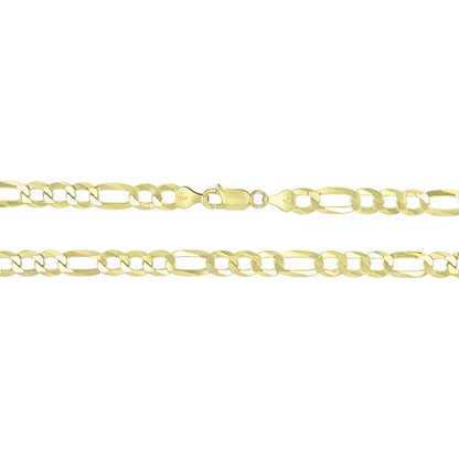14K Gold or Rhodium Plated Silver Figaro Chain For Men | 1mm-13mm Thick | Solid 925 Figaro Italian Necklaces For Men - style: 6.60MM- Yellow