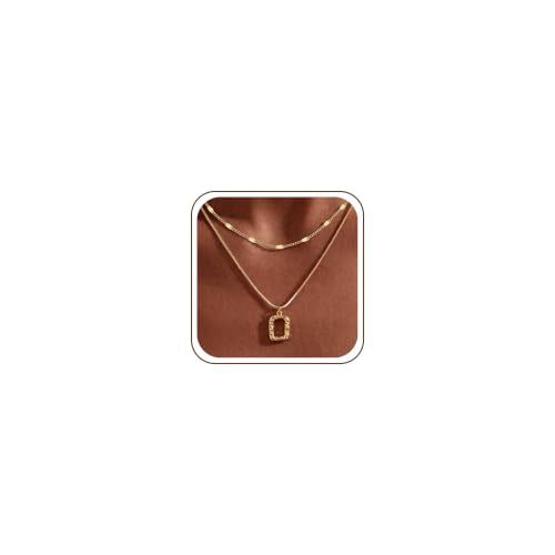14K Gold/Silver Plated Dainty Snake Chain Layered Necklace for Women | Irregular Oval Pendant Minimalist Dainty Statement Gold Layering Everyday Jewelry - color: Gold - Light