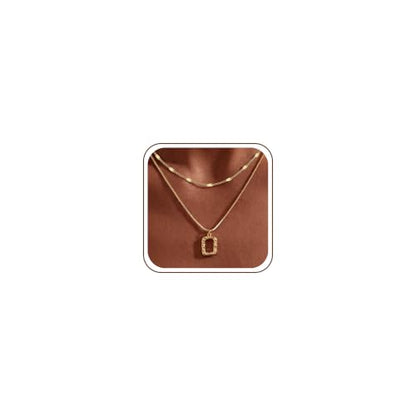 14K Gold/Silver Plated Dainty Snake Chain Layered Necklace for Women | Irregular Oval Pendant Minimalist Dainty Statement Gold Layering Everyday Jewelry - color: Gold - Light