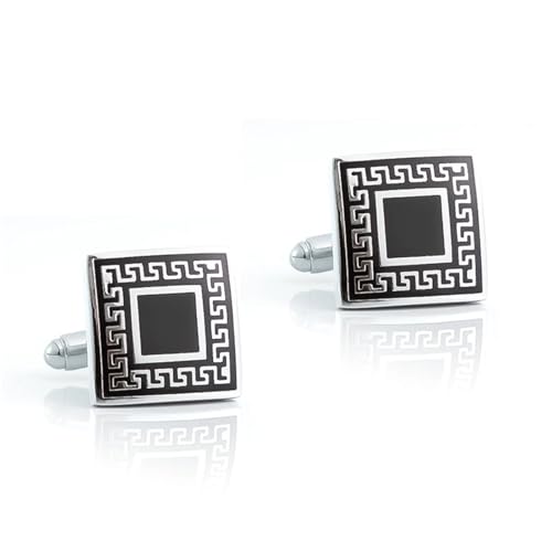 Mens Cufflinks and Studs Set 8-Piece Men's Tuxedo Cufflink and Stud Set, Formal Shirt Accessories - color: F black