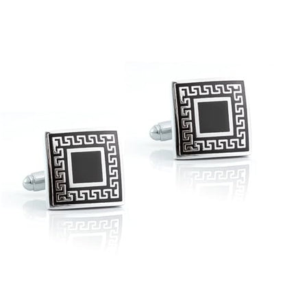 Mens Cufflinks and Studs Set 8-Piece Men's Tuxedo Cufflink and Stud Set, Formal Shirt Accessories - color: F black