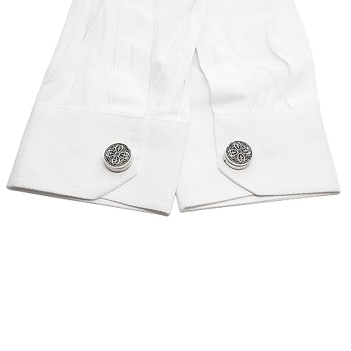 Mens Button Covers Tuxedo Shirt Cufflinks Alternative | Fake cufflinks and alternative fashion jewelry accessories for mens formal business dress shirts suits and groomsmen - color: G silver