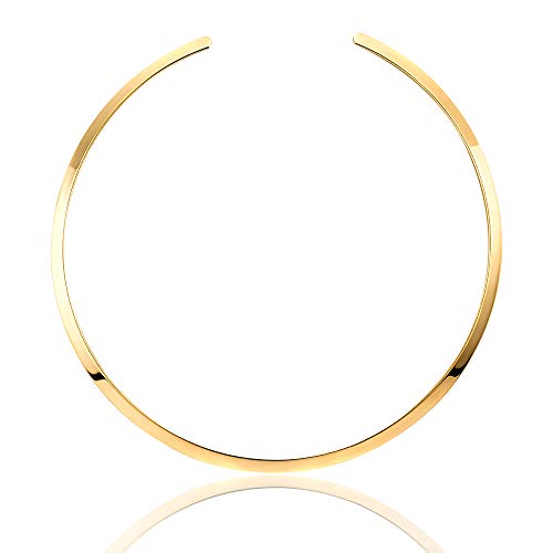 Women's Statement Choker Necklace Exquisite Round Collar Necklace Jewelry In High Polished Round Thin Choker Necklace Jewelry - color: Gold Open