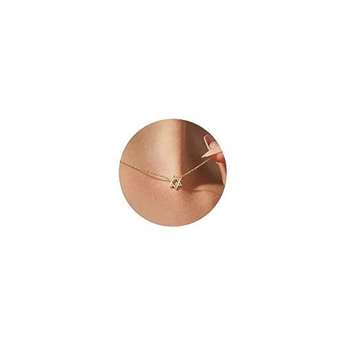 LLWOM Gold Necklace for Women-14k Gold Plated Infinity Necklace Star Of David Necklace Evil Eye Cross Pendants Heart Dainty Gold Necklace For Women - color: Gold-David