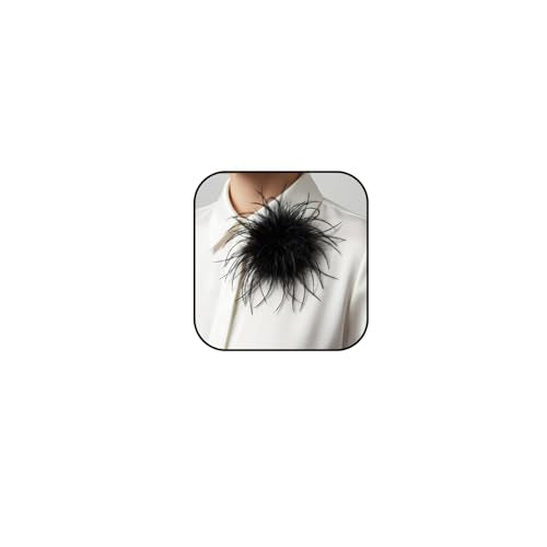 Dainty Feather Flower Brooch Pin for Women Oversized Floral Lapel Pins Elegant Feather Corsage Brooches Suit Clothes Shawl Dress for Wedding Party Banquet Dance Trendy Jewelry 150mm - color: Black