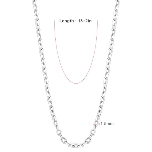 24PCS Silver Stainless Steel Rolo Cable Necklace Chain for Jewelry Making | 1.5MM 18 Inches Diamond-cut Small Cross Link Chains for DIY Necklace Crafts - color: stainless steel(1.5mm/ 18 inches)