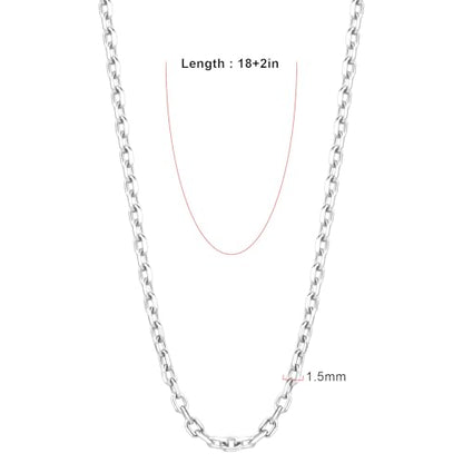 24PCS Silver Stainless Steel Rolo Cable Necklace Chain for Jewelry Making | 1.5MM 18 Inches Diamond-cut Small Cross Link Chains for DIY Necklace Crafts - color: stainless steel(1.5mm/ 18 inches)