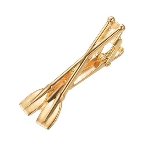 Yoursfs Black Matte Skinny Tie Clips For Men Classic Shiny Tie Bars Stainless Steel Personalized Tie Clip Suitable for Wedding Anniversary Business - style: Gold Paddle Tie Clips