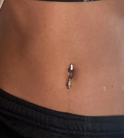 QWALIT Belly Rings - Short Bar Belly Button Rings in Surgical Steel with Opal Stones - 6mm & 10mm - color: E51-clicker 4pcs 10mm silver