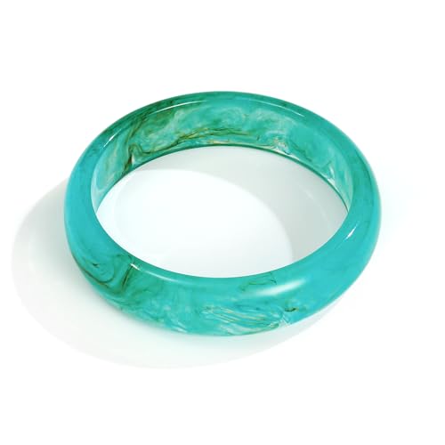 Chunky Acrylic Bangles Bracelets For Women Geometric Acrylic Resin Acetate Mottled Wide Bangle Bracelet Statement Colorful Bangles for Party - color: 03-blue bangle