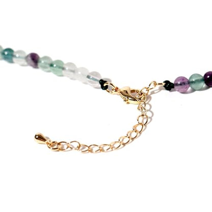 Simple 4mm Gemstones and Crystals Choker Necklace Unisex 16"-18" | Necklaces for Women Men, Adjustable, 40-45 cm Chain Length, Handmade, Spiritual Gemstones, Positive Energy, Daily Wear - style: Fluorite