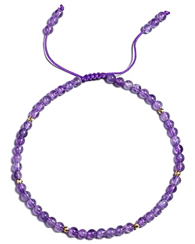 Gemstone Foot Anklet Bracelet for Women Beaded Stone Healing Energy Crystal Beach Foot Jewelry Adjustable(8.5-10 Inches)
