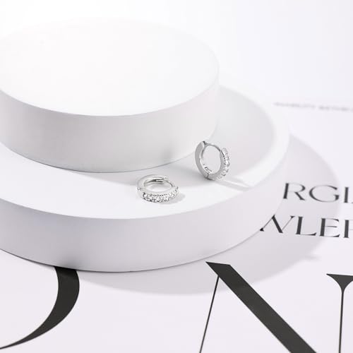 micuco 3 Pairs Small Hoop Earrings Tiny Cartilage Earrings for Women Men | Cubic Zirconia Earrings Huggie Hoop Ear Piercing Earrings for 8mm 10mm 12mm - color: 16# Silver 8mm