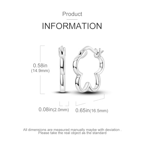 NARMO 925 Sterling Silver Earrings for Women Hypoallergenic Hoop Earrings - color: Flower Shaped