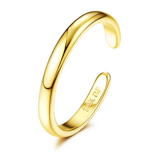 FASACCO 14k Gold Fillled Toe Rings for Women Non Tarnish, Dainty Hug CZ Band Toe Rings Gold Adjustable Open Toe Ring Summer Beach Foot Jewelry for Women - style: band