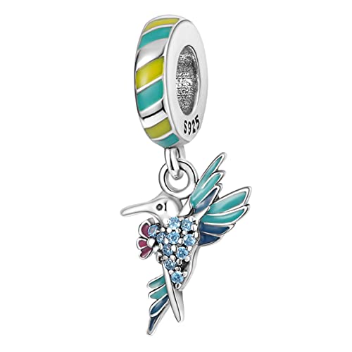 MULA 925 Sterling Silver Charms for Bracelets and Necklace Family Pendants | Airplane Travel Dangle Beads Family Tree Jewelry Charms for Women - color: Hummingbird Charm