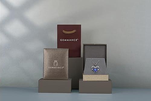 5 Heart I Love You Necklace for Women, Birthstone Crystal Pendant, Birthday Gift for Her, Wife, Mom, Rose Gold or Gunmetal Plated, 925 Sterling Silver Chain 18"+2" - color: 19-September-Sapphire Blue-GunMetal Plated