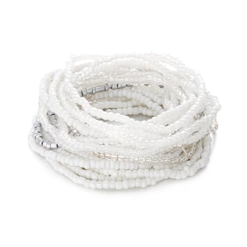 16-30Pcs Handmade Bohemian Colorful Crystal Seed Beads Stackable Adjustable Elastic Stretch Multilayerd Bracelets for Women Summer Vacation Beach Boho Bangle Jewelry - color: white