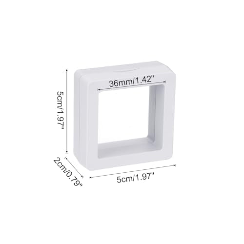 MECCANIXITY Floating Frame Display Holder Stand 3D Jewelry Display Box 1.97 x 1.97 x 0.79 Inch White for Ring Necklace Bracelet Earring Pack of 2 - color: White, size: 1.97 x 1.97 x 0.79 inch