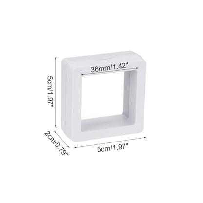 MECCANIXITY Floating Frame Display Holder Stand 3D Jewelry Display Box 1.97 x 1.97 x 0.79 Inch White for Ring Necklace Bracelet Earring Pack of 2 - color: White, size: 1.97 x 1.97 x 0.79 inch