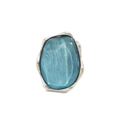 Irregular Large Resin Open Statement Rings for Women Boho Chunky Oval Finger Charm Ring Adjustable Geometric Enamel Teardrop Cocktail Ring Jewelry - color: Blue