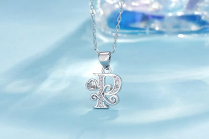 S925 Sterling Silver Initial Letter Necklaces for Women Dainty Letter Chain Necklace for Women Personalized Jewelry Gifts - style: P